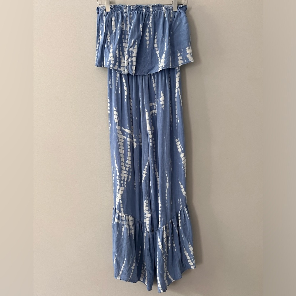 Japna Strapless Jumpsuit Romper Jumper Smocked Wide Leg Size Medium